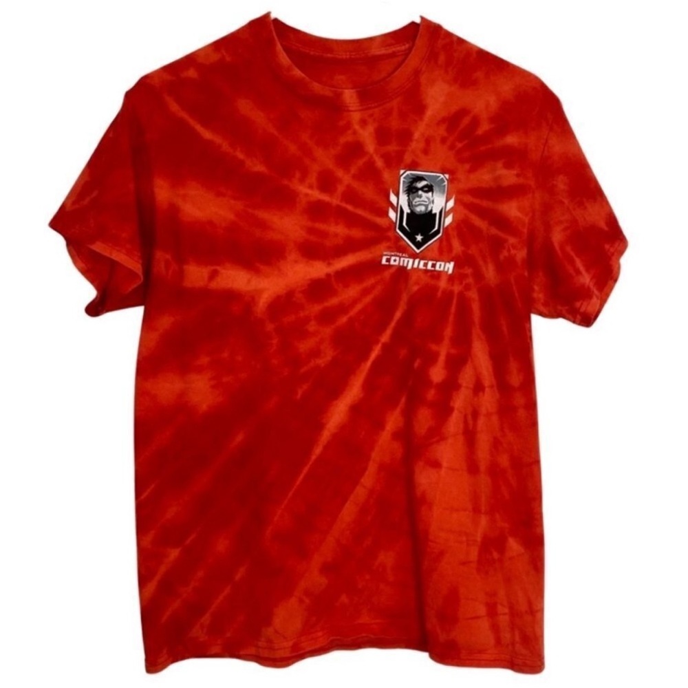 Comic-Con Tshirt Mens Small Montreal Comiccon Tee Unisex Reverse Tie Dye Red